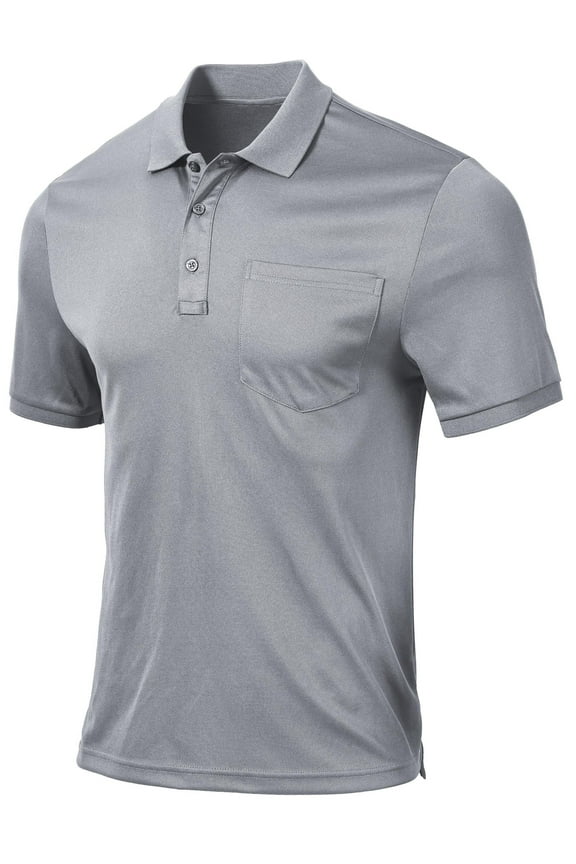 Men's Golf Polo Shirts Short Sleeve Moisture Wicking Dry Fit Performance Daily Casual Stylish Collared Shirts for Men Light Grey M