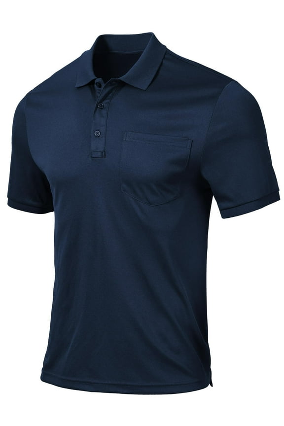 Men's Golf Polo Shirts Short Sleeve Moisture Wicking Dry Fit Performance Daily Casual Stylish Collared Shirts for Men Navy Blue L
