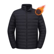 QPNGRP Mens Puffer Jacket Lightweight Water Resistant Windproof Insulated Winter Puffy Coat Black L