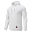thumbnail image 1 of QPNGRP Men's Pullover Hoodies Plaid Long Sleeve Drawstring Casual Hooded Sweatshirts with Kanga Pockets White M, 1 of 6