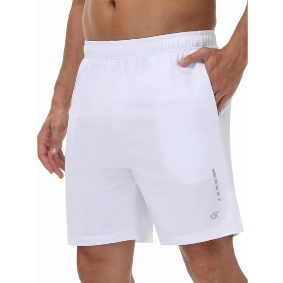QPNGRP Men's 7" Athletic Basketball Shorts Workout Gym Quick Dry Shorts Lightweight Mesh Running Shorts White L