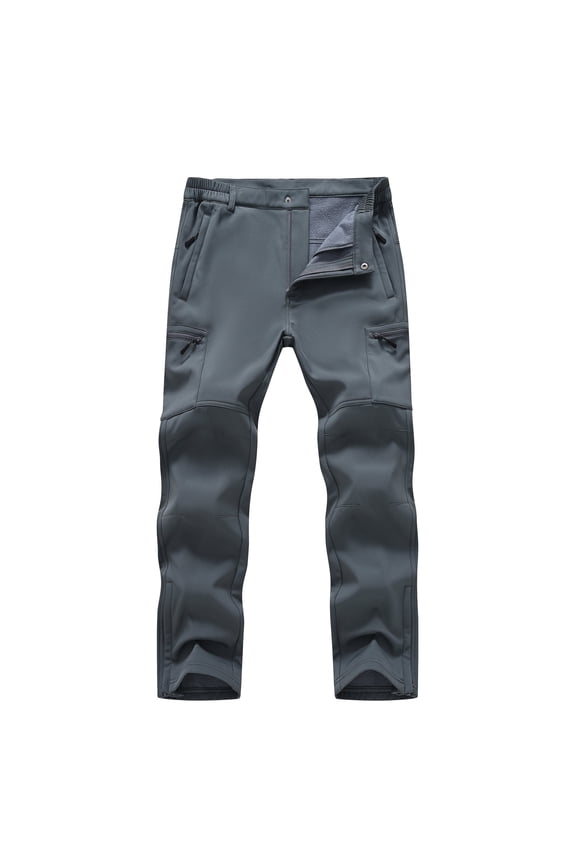 Men's Snow Ski Pants Water Resistance Fleece Lined Cargo Pants Softshell for Winter Outdoor with Zippered Bottom Legs