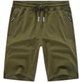 thumbnail image 1 of QPNGRP Men's Workout Stretch Shorts Casual Drawstring Elastic Zipper Pockets Army 38, 1 of 8