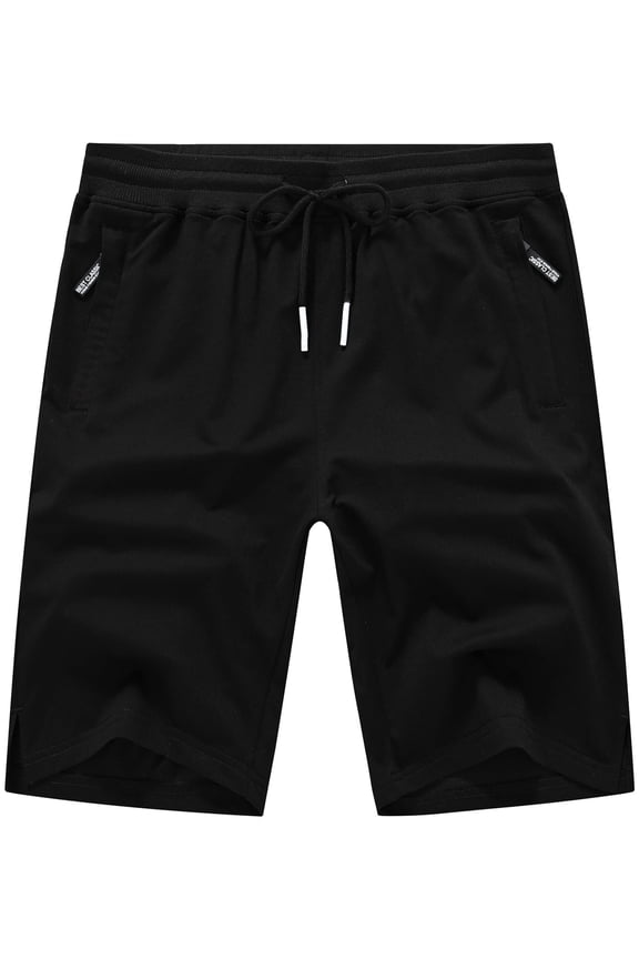 Men's Workout Stretch Shorts Casual Drawstring Elastic Zipper Pockets Black 29
