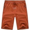 thumbnail image 1 of QPNGRP Men's Workout Stretch Shorts Casual Drawstring Elastic Zipper Pockets Caramel 36, 1 of 8