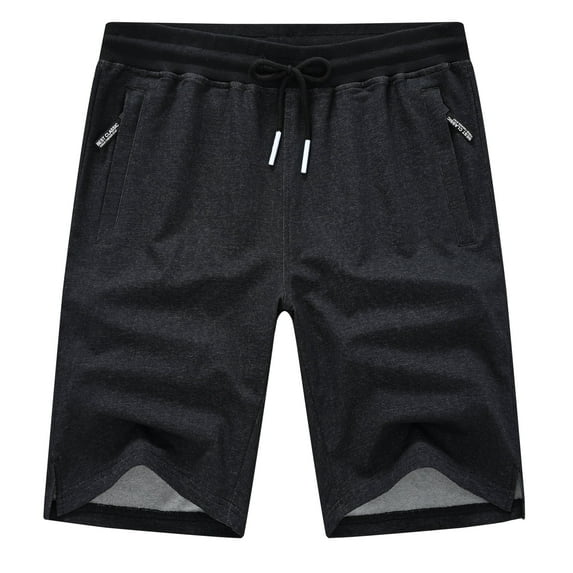 QPNGRP Men's Workout Stretch Shorts Casual Drawstring Elastic Zipper Pockets Cationblack 40