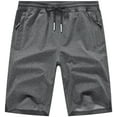 thumbnail image 1 of QPNGRP Men's Workout Stretch Shorts Casual Drawstring Elastic Zipper Pockets Darkgrey 32, 1 of 8