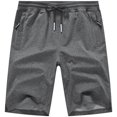 thumbnail image 1 of QPNGRP Men's Workout Stretch Shorts Casual Drawstring Elastic Zipper Pockets Darkgrey 34, 1 of 8