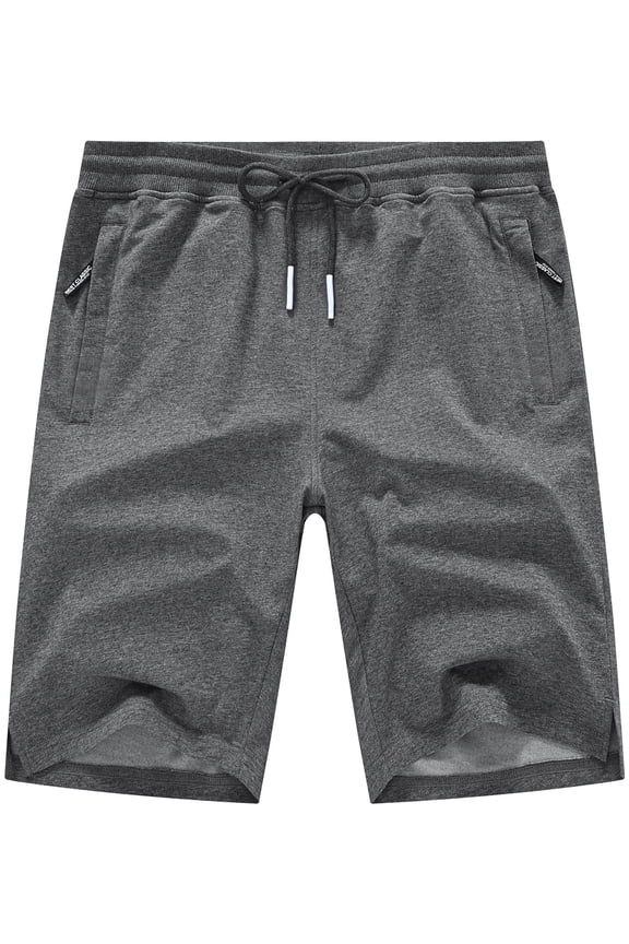 Men's Workout Stretch Shorts Casual Drawstring Elastic Zipper Pockets Darkgrey 36