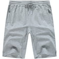 thumbnail image 1 of QPNGRP Men's Workout Stretch Shorts Casual Drawstring Elastic Zipper Pockets Lightgrey 40, 1 of 8