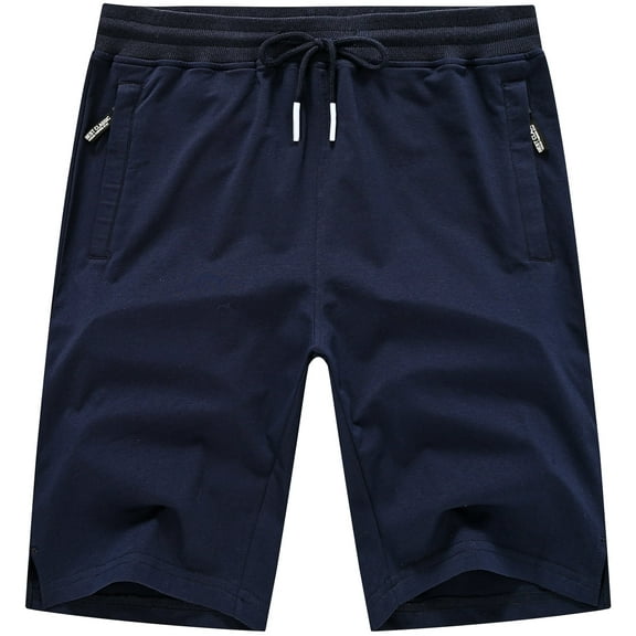 QPNGRP Men's Workout Stretch Shorts Casual Drawstring Elastic Zipper Pockets Navy 42