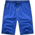 thumbnail image 1 of QPNGRP Men's Workout Stretch Shorts Casual Drawstring Elastic Zipper Pockets Royalblue 34, 1 of 8