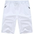 thumbnail image 1 of QPNGRP Men's Workout Stretch Shorts Casual Drawstring Elastic Zipper Pockets White 34, 1 of 8