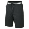 thumbnail image 1 of QPNGRP Men's Zipper Pocket Quick Dry Shorts Drawstring Elastic Waistband Casual Shorts Black 30, 1 of 6