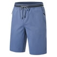 thumbnail image 1 of QPNGRP Men's Zipper Pocket Quick Dry Shorts Drawstring Elastic Waistband Casual Shorts Grayblue 38, 1 of 6
