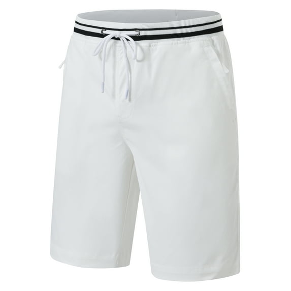 QPNGRP Men's Zipper Pocket Quick Dry Shorts Drawstring Elastic Waistband Casual Shorts White 30