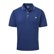 QPNGRP Men's short-sleeved polo shirt classic solid color casual stretch T-shirt polo navy XL