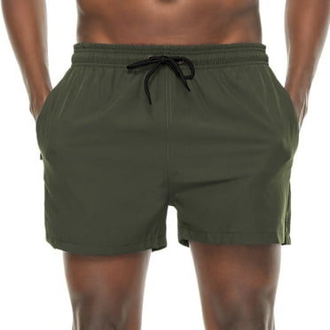 QPNGRP Mens 5 inch Swim Trunks Swim Shorts Swimwear Stretch Quick Dry Beach Shorts with Zipper Pockets