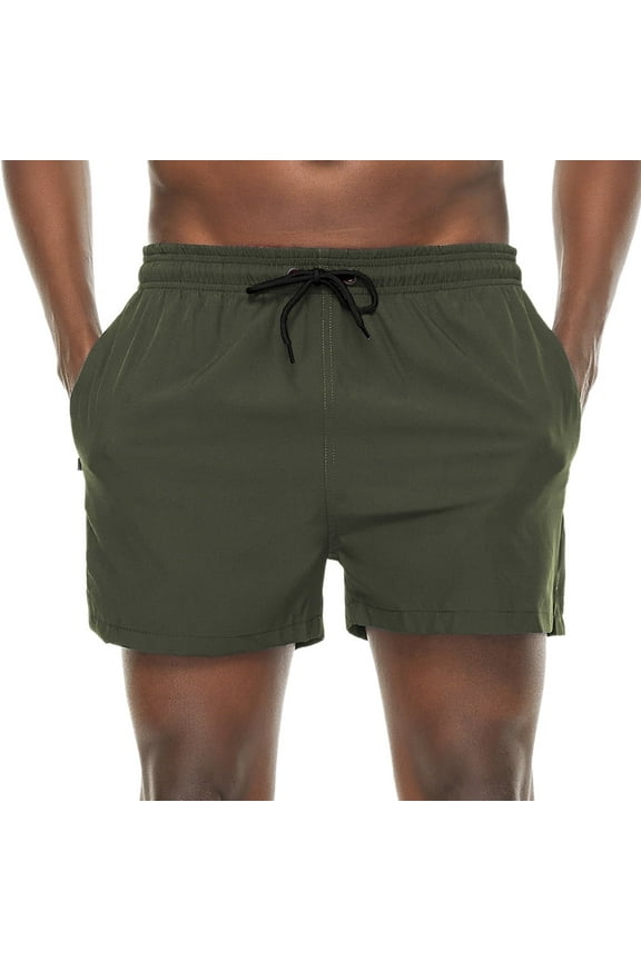 Mens 5 inch Swim Trunks Swim Shorts Swimwear Stretch Quick Dry Beach Shorts with Zipper Pockets