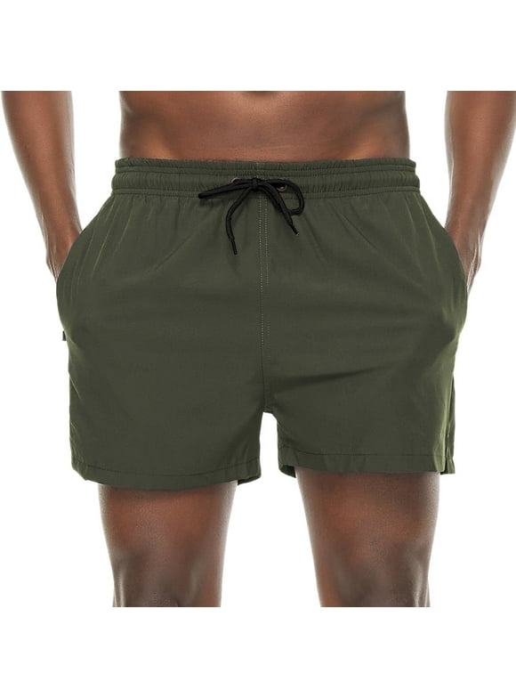 Mens 5 inch Swim Trunks Swim Shorts Swimwear Stretch Quick Dry Beach Shorts with Zipper Pockets