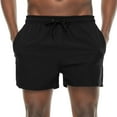 thumbnail image 1 of QPNGRP Mens 5 inch Beach Shorts Swim Trunks Stretch Running Shorts Quick Dry Swim Shorts with Zipper Pockets Black 30, 1 of 6