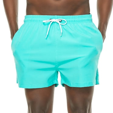 QPNGRP Mens 5 inch Beach Shorts Swim Trunks Stretch Running Shorts Quick Dry Swim Shorts with Zipper Pockets Grassgreen 32