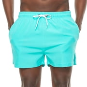 QPNGRP Mens 5 inch Beach Shorts Swim Trunks Stretch Running Shorts Quick Dry Swim Shorts with Zipper Pockets Grassgreen 40