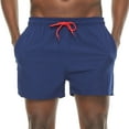 thumbnail image 1 of QPNGRP Mens 5 inch Beach Shorts Swim Trunks Stretch Running Shorts Quick Dry Swim Shorts with Zipper Pockets Navy 40, 1 of 6