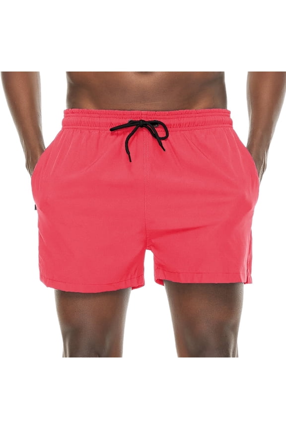 Mens 5 inch Beach Shorts Swim Trunks Stretch Running Shorts Quick Dry Swim Shorts with Zipper Pockets Pink 40
