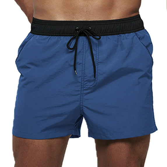 QPNGRP Mens 5 inch beach shorts Swim Trunks Stretch Quick Dry Swim Shorts with Zipper Pockets LightNavy 36