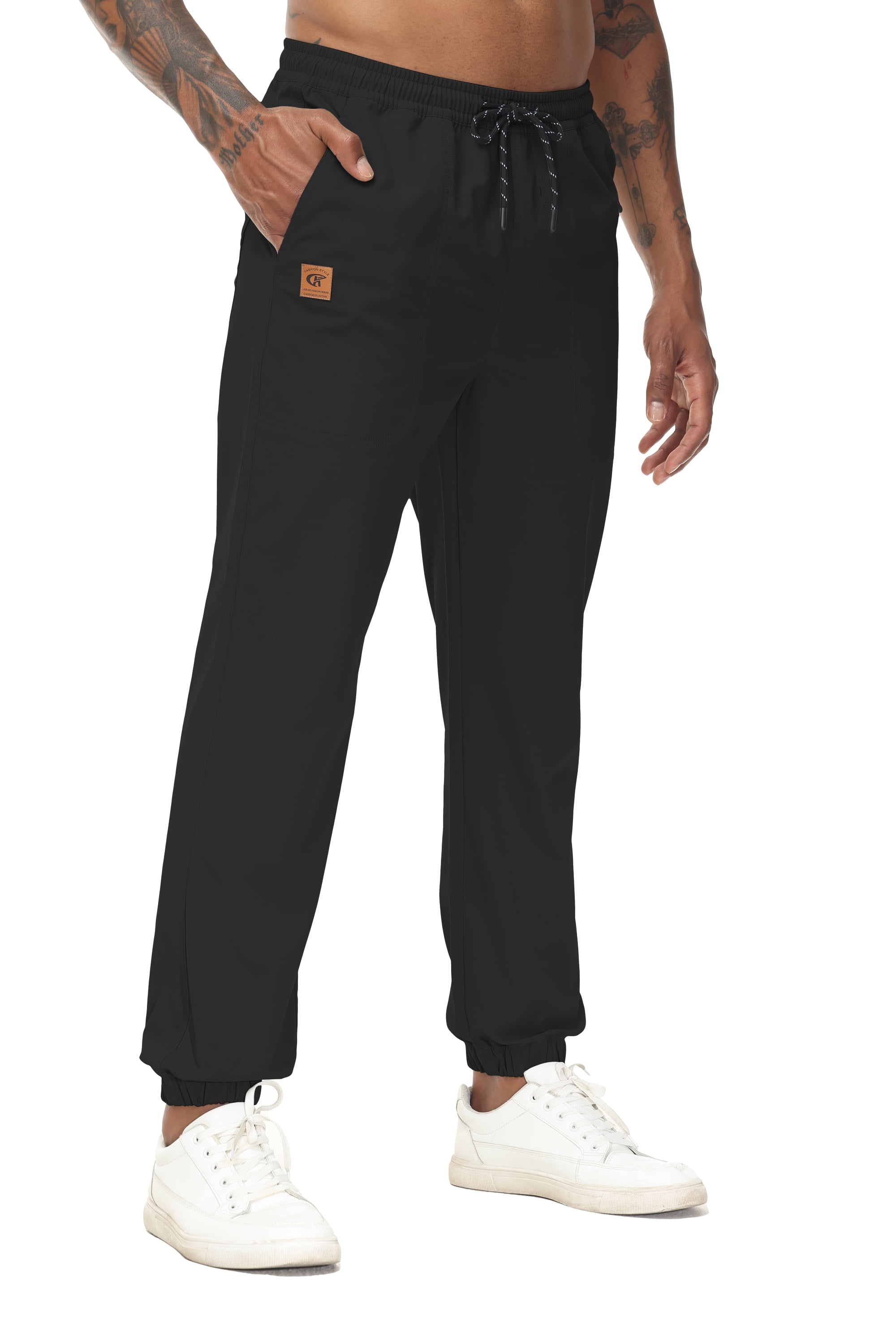 OGLCCG Men's Casual Cotton Sweatpants Ankle-Length Elastic Waist Loose Fit  Lounge Pants Trendy Solid Color Sports Pants 