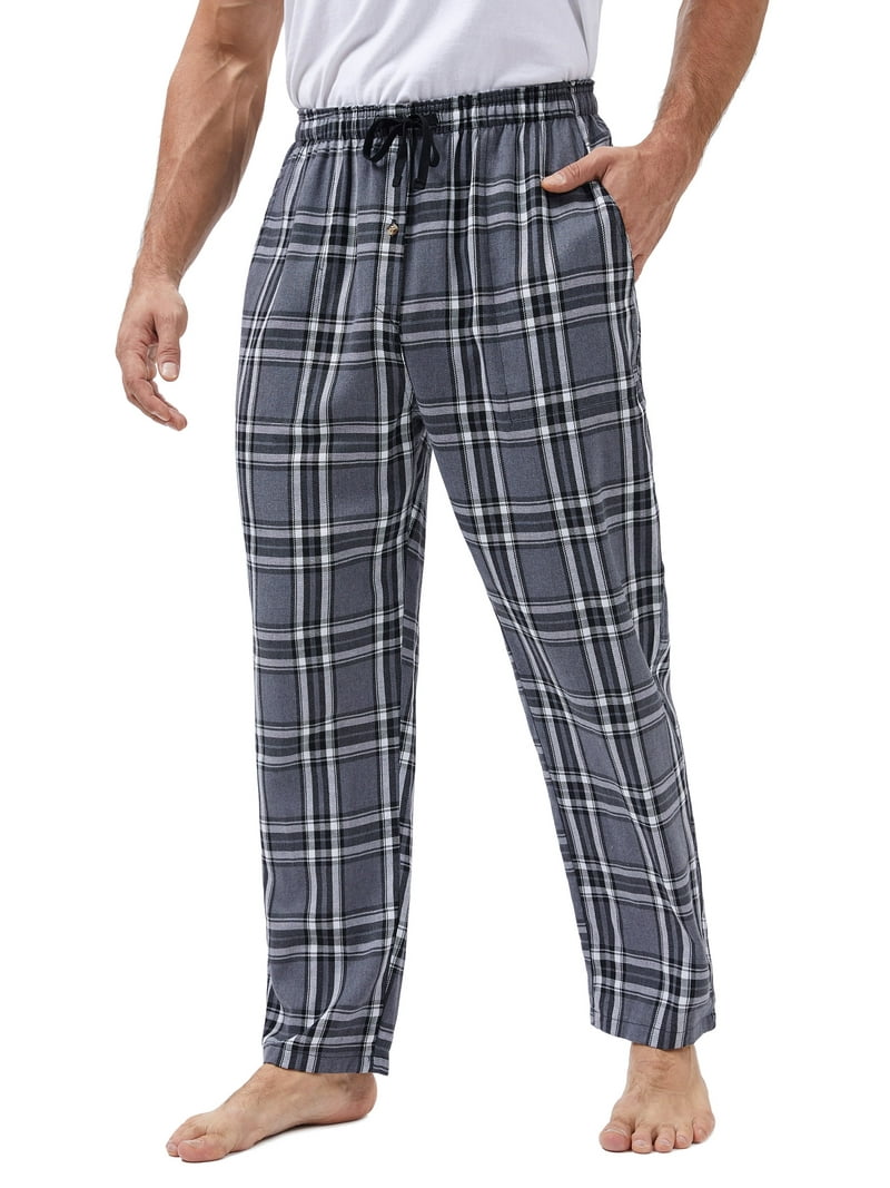 QPNGRP Mens Fleece Plaid Pajama Pants PJ Bottoms with Pockets Cozy