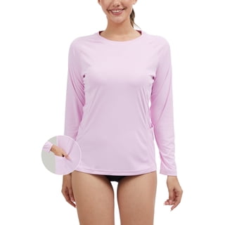 QPNGRP Women's Long Sleeve Rash Guard with Pockets UPF 50+ SPF Dry Fit UV Protection Shirt for Swim Hiking Workout Purple