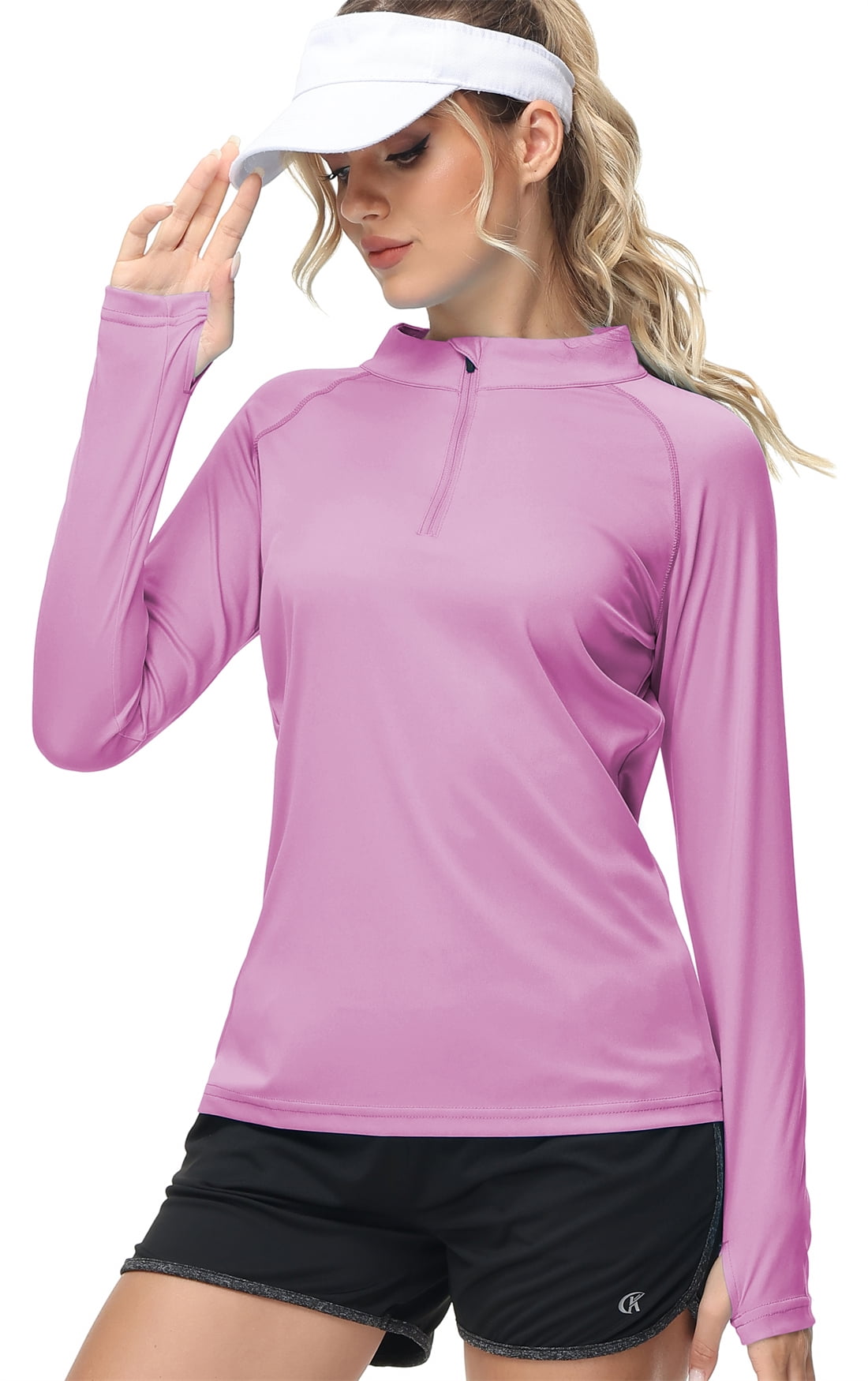 QPNGRP Women's Long Sleeve Shirts UPF 50+ Sun Protection SPF Quick Dry  Lightweight T-Shirt Swim Hiking Runing Fishing Tops Lightpink S