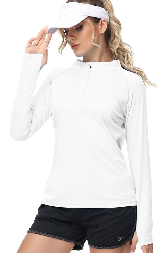 Women's Long Sleeve Shirts UPF 50+ Sun Protection SPF Quick Dry Lightweight T-Shirt Swim Hiking Runing Fishing Tops White XXL