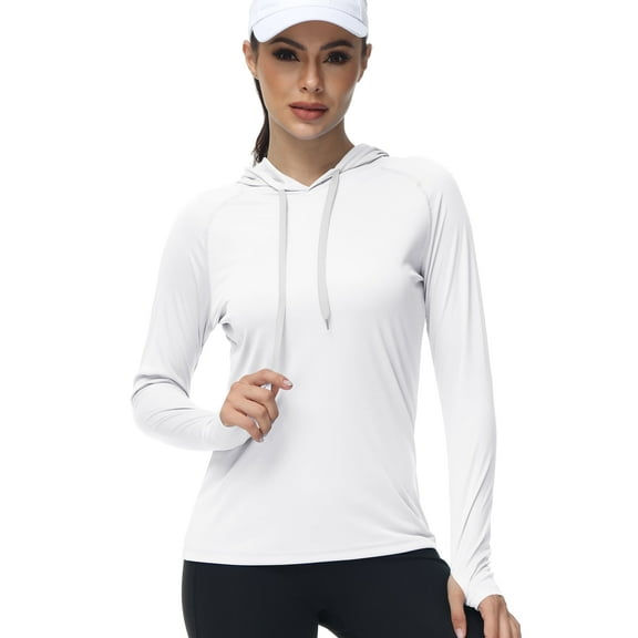 QPNGRP Women's Long Sleeve Shirts UPF 50  Sun Protection SPF Rash Guard Hoodie Quick Dry Lightweight T-Shirt Swim Hiking Runing Fishing Tops