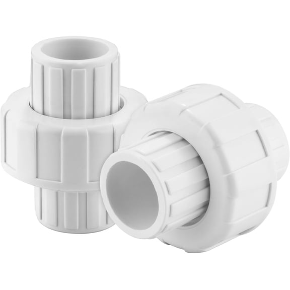 QPPOIH-1/2" PVC Union Coupling Pipe Fitting, PVC Adapter (Socket x Socket), 1/2" Slip Union Schedule 40, EPDM O-Ring, White (2 Pack)
