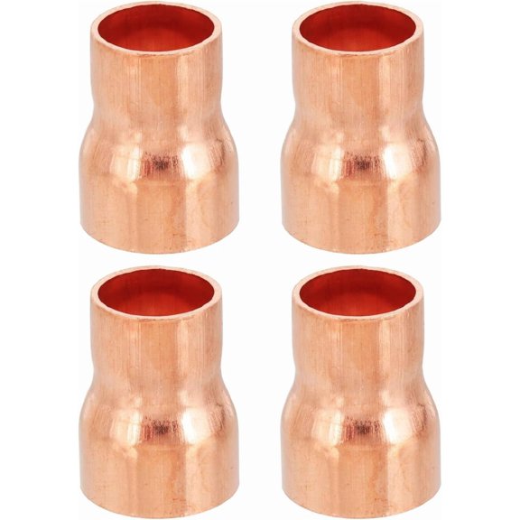 QPPOIH-15mm to 12mm ID Copper Reducer, 4pcs 99.9% Pure Copper Reducing Coupling Pressure Fitting Pipe Tube Connector Adapter with Sweat Solder Connection