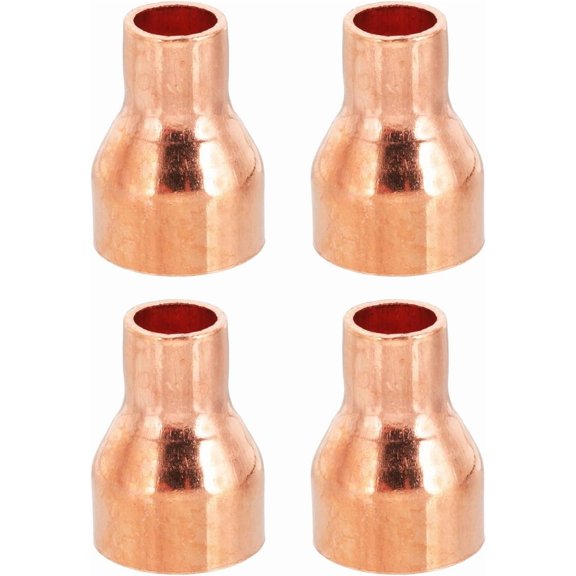 QPPOIH-15mm to 8mm Copper Reducer, 4pcs 99.9% Pure Copper Reducing Coupling Pressure Fitting Pipe Tube Connector Adapter with Sweat Solder Connection