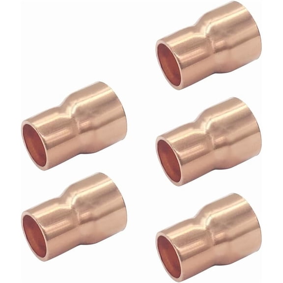 QPPOIH-5PCS 3/8" ID x 1/4" ID Copper Sweat Reducer Coupling Pipe Fitting Pressure Plumbing Solder Connection