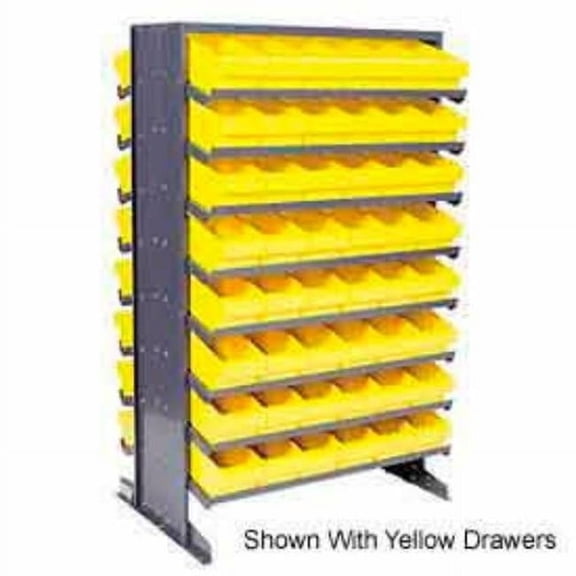 QPRD-601 Double Sided Rack with 96 Red Euro Drawers - 24 x 36 x 60 in.