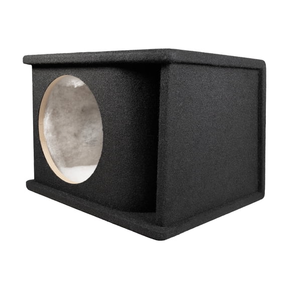 QPower 10 Inch Single Horn Ported Subwoofer Box Enclosure, 5/8 Inch MDF, Black Carpet