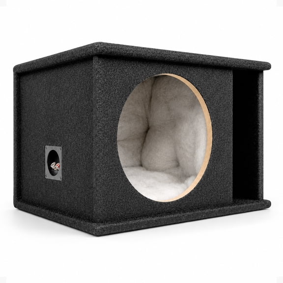 QPower 12 Inch Single Horn Ported Subwoofer Box Enclosure, 5/8 Inch MDF, Black Carpet