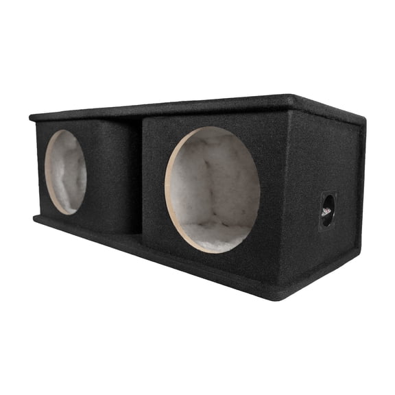 QPower Dual 10 Inch Horn Ported Subwoofer Box Enclosure, 5/8 Inch MDF, Black Carpet