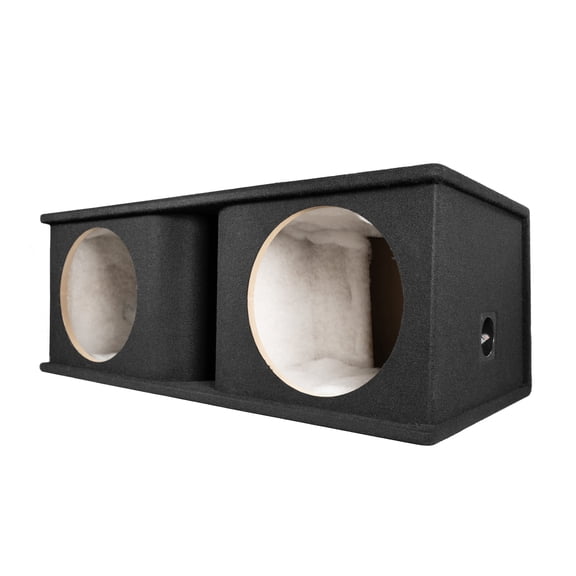 QPower Dual 12 Inch Horn Ported Subwoofer Box Enclosure, 5/8 Inch MDF, Black Carpet