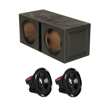 QPower Dual 12 inch Vented Sub Box and Boss Phantom 12” 2300W Subwoofer (2 Pack)