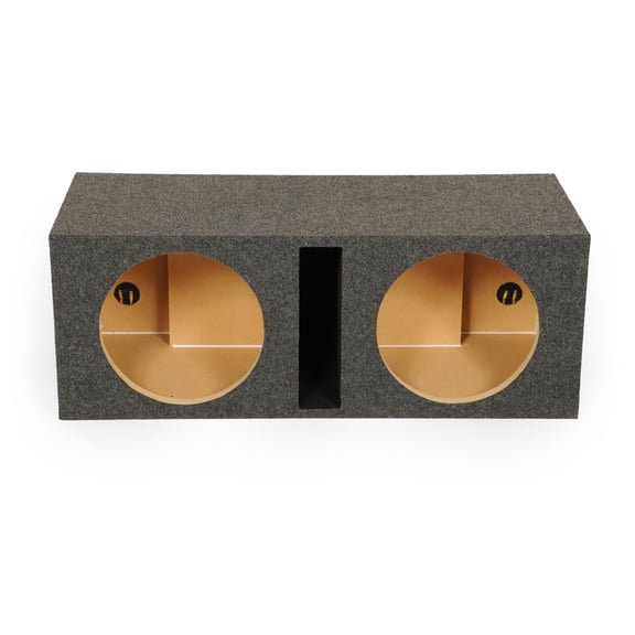 QPower QBASS 10 Inch Dual Car Audio Subwoofer Enclosure Box w/ Slot Port Vent, Charcoal