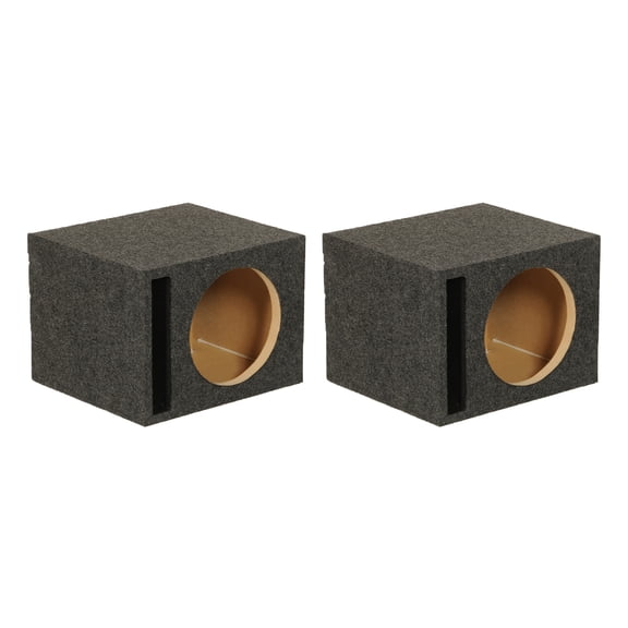QPower QBASS Dual Vented 12 Inch Single Subwoofer Box, Charcoal (2 Pack)