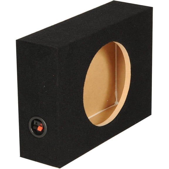 QPower Single 10-Inch Shallow Subwoofer Enclosure Low-Profile Sealed MDF Car Audio Box with Charcoal Carpeting