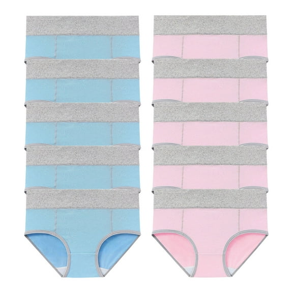 QQAMB 10 PC Cotton Briefs for Women Plus Size High Waisted Soft Breathable Underwear Panties Full Coverage Everyday Wear Briefs